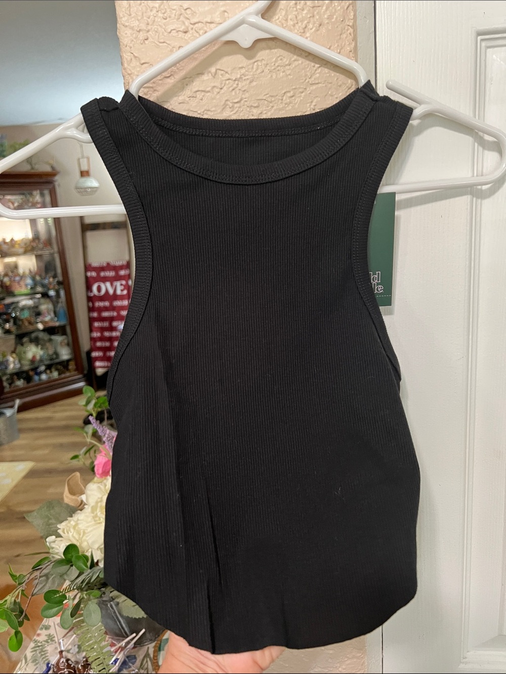 New wild fable Black Ribbed High-Neck Tank Top